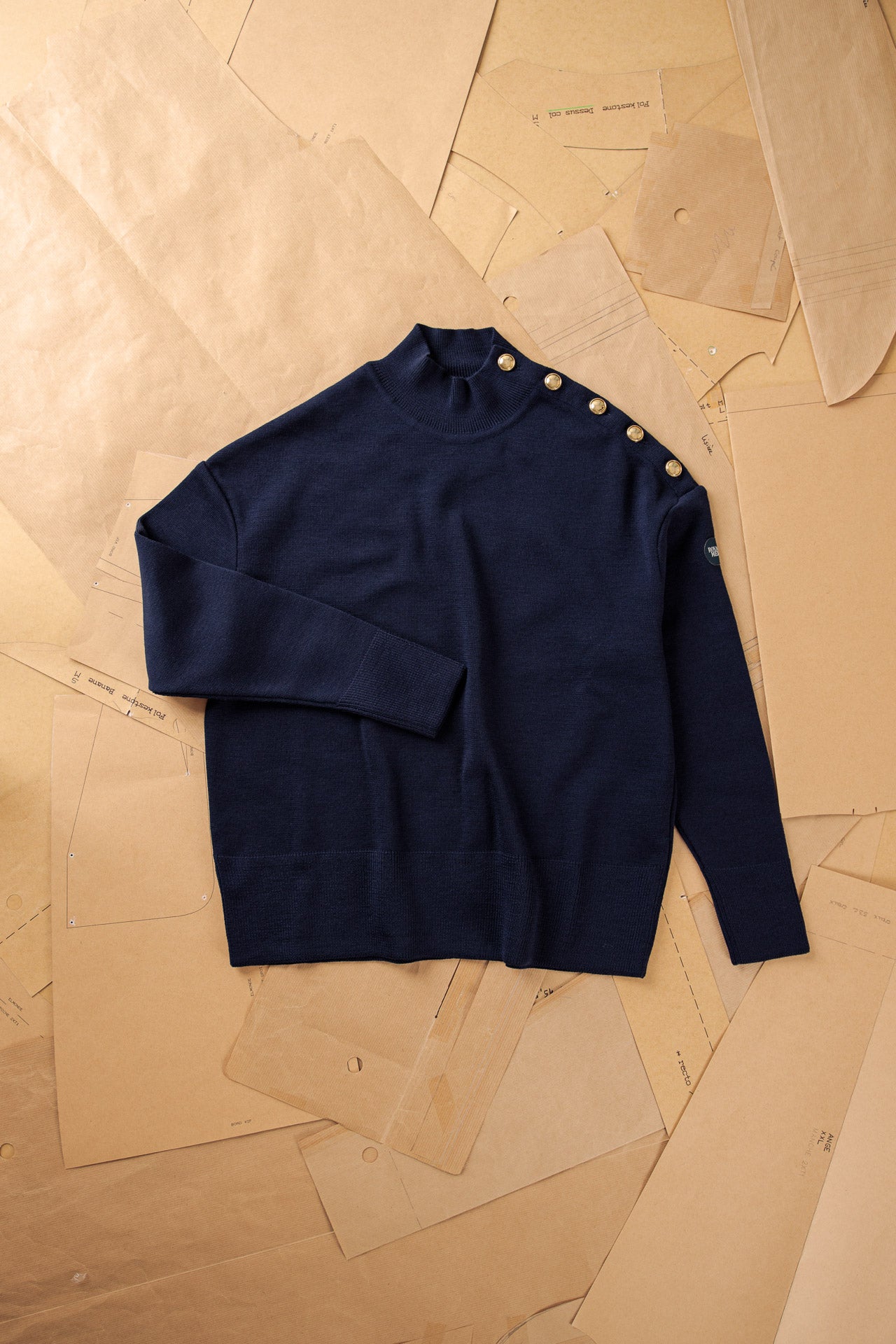 Pull Col V Pull Marin Royal Mer Women's Kyoto Flowers V-neck