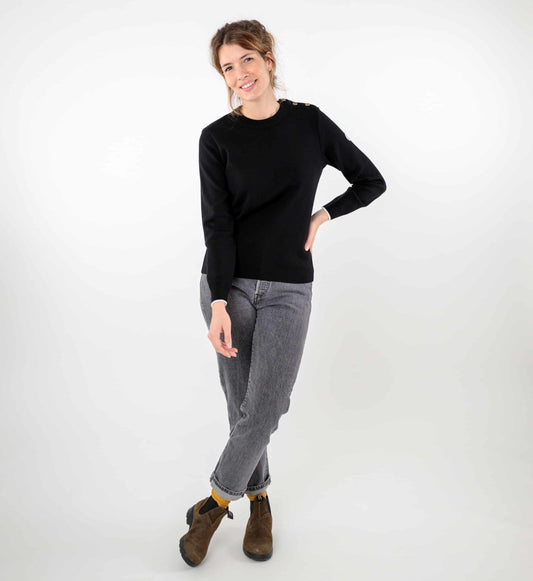 Plain sailor sweater with round neckline