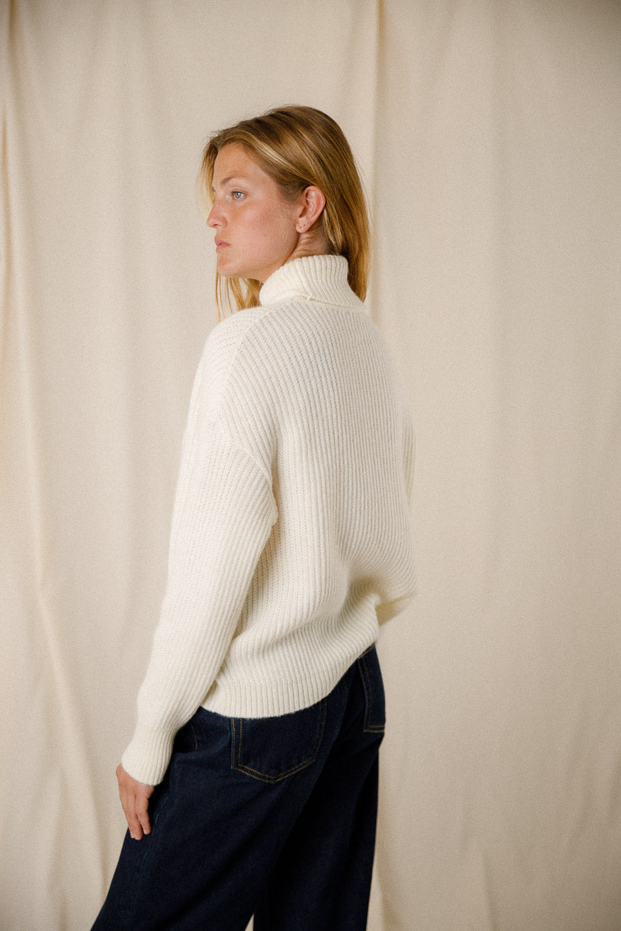 Pull col roulé en mohair – Royal mer