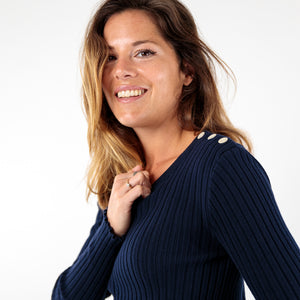 Pull col rond finition ondulée