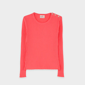 Round neck sweater with wavy finish