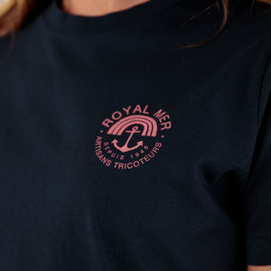 Tee-shirt ancre + arc en ciel col rond