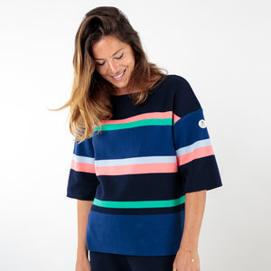 Pull rayé multicolore