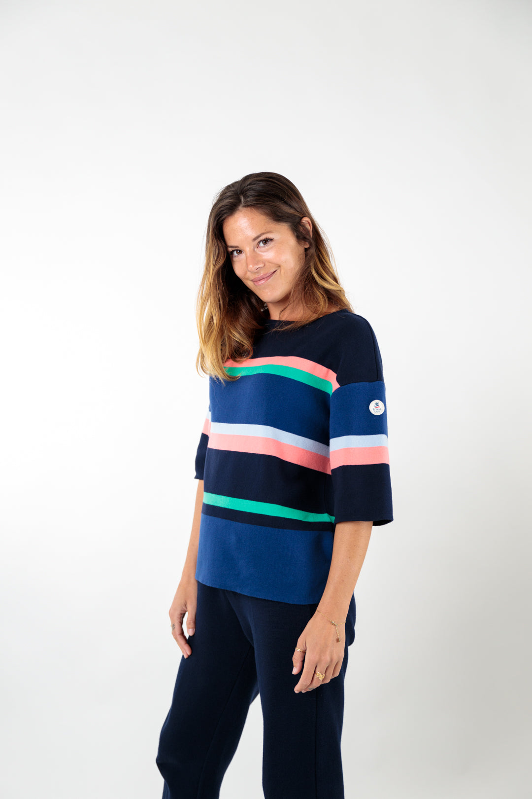 Pull rayé multicolore