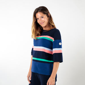 Pull rayé multicolore