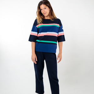 Pull rayé multicolore