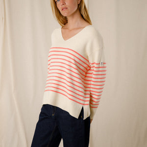 Two-tone striped cotton sweater