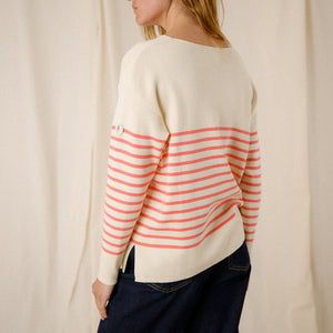Two-tone striped cotton sweater
