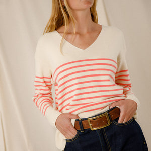 Two-tone striped cotton sweater