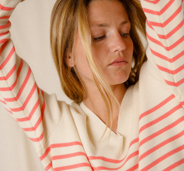 Striped V-neck sweater