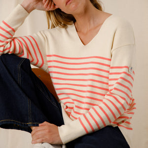 Two-tone striped cotton sweater