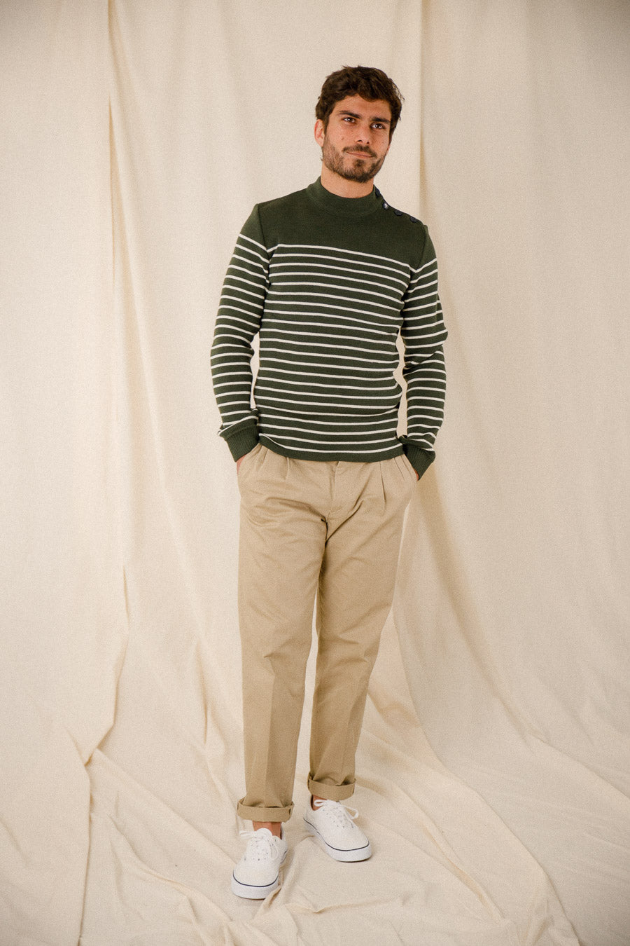 Pull marin rayé 100% laine vierge
