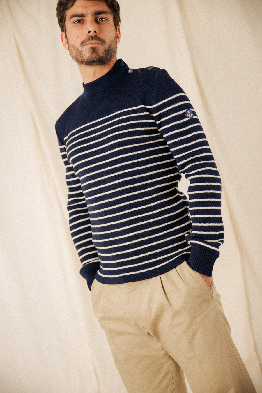 Striped sailor sweater 100% virgin wool