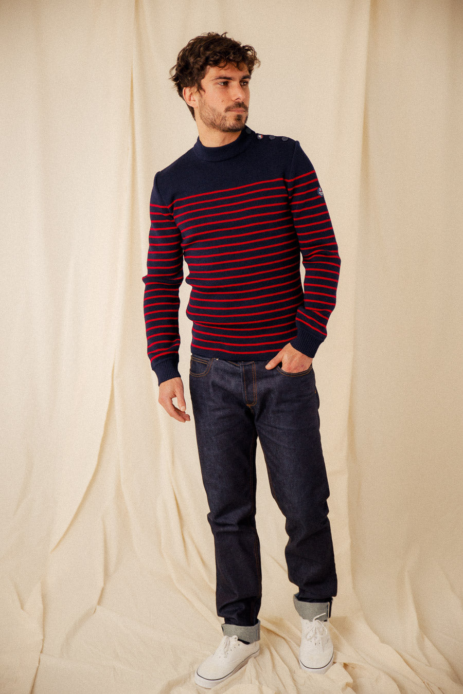 Pull marin rayé 100% laine vierge