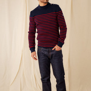 Pull marin rayé 100% laine vierge