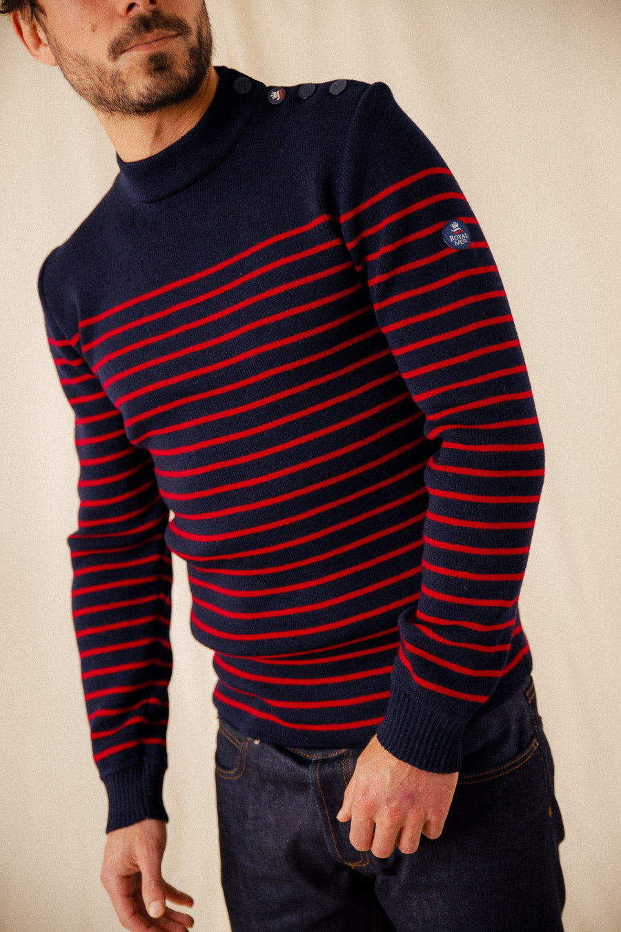 Pull marin rayé 100% laine vierge