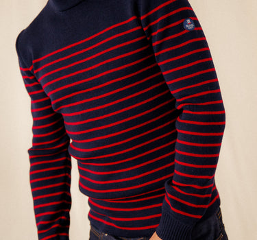 Pull marin rayé 100% laine vierge