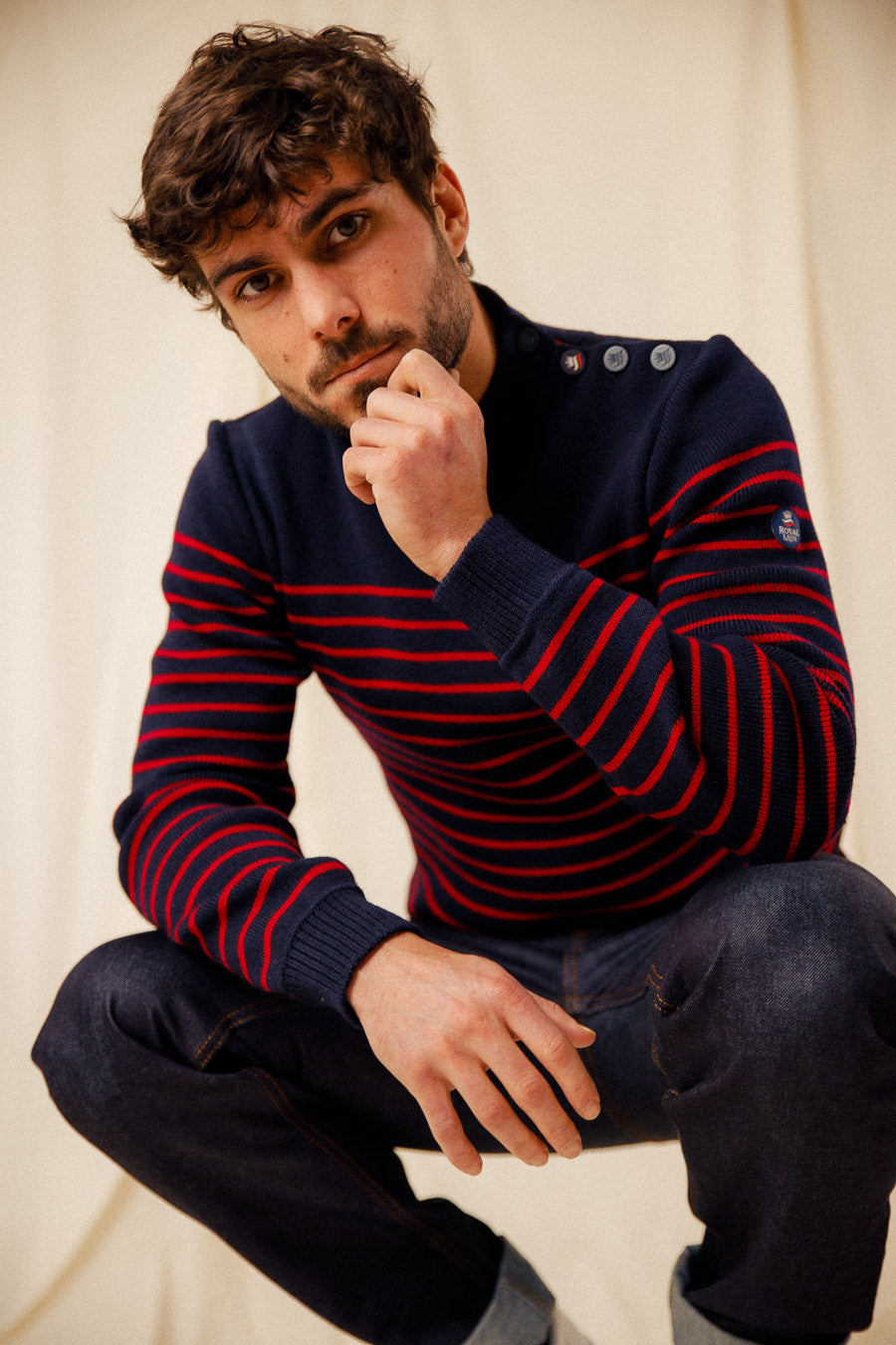 Pull marin rayé 100% laine vierge