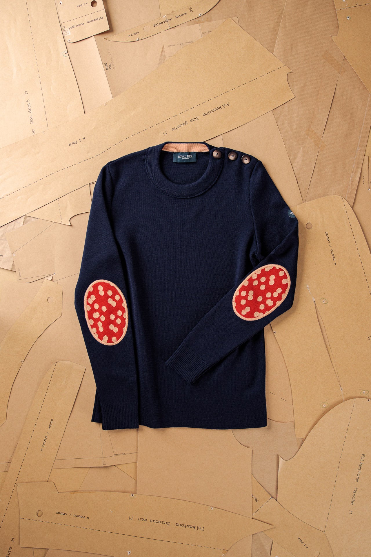 Pull Erra Marine/Orange/Pois