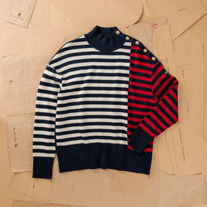 LOOSE NAUTICAL HIGH NECK SWEATER