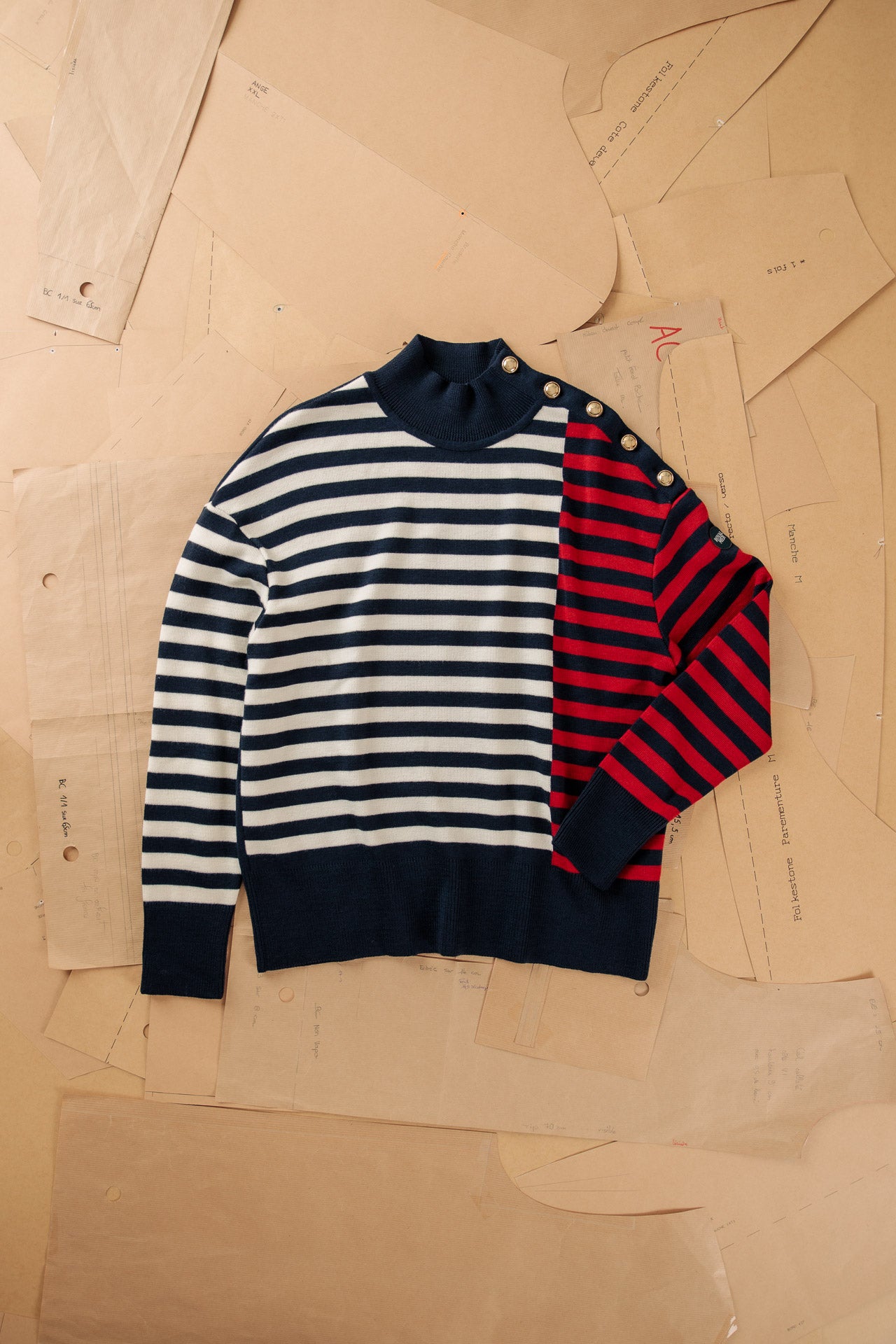 LOOSE NAUTICAL HIGH NECK SWEATER