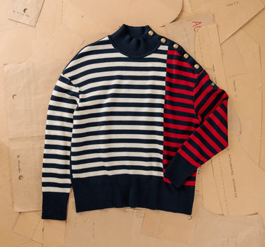 LOOSE NAUTICAL HIGH NECK SWEATER