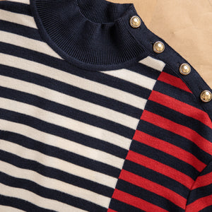 LOOSE NAUTICAL HIGH NECK SWEATER