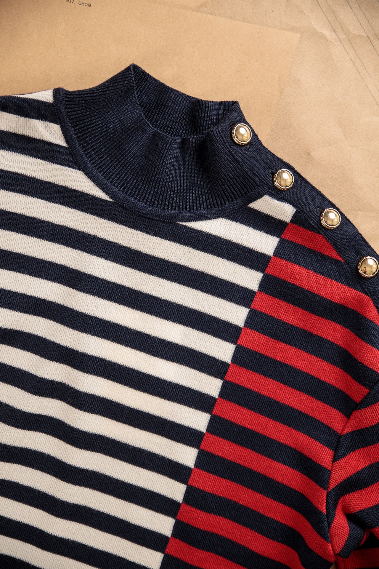 LOOSE NAUTICAL HIGH NECK SWEATER