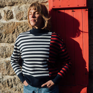 LOOSE NAUTICAL HIGH NECK SWEATER