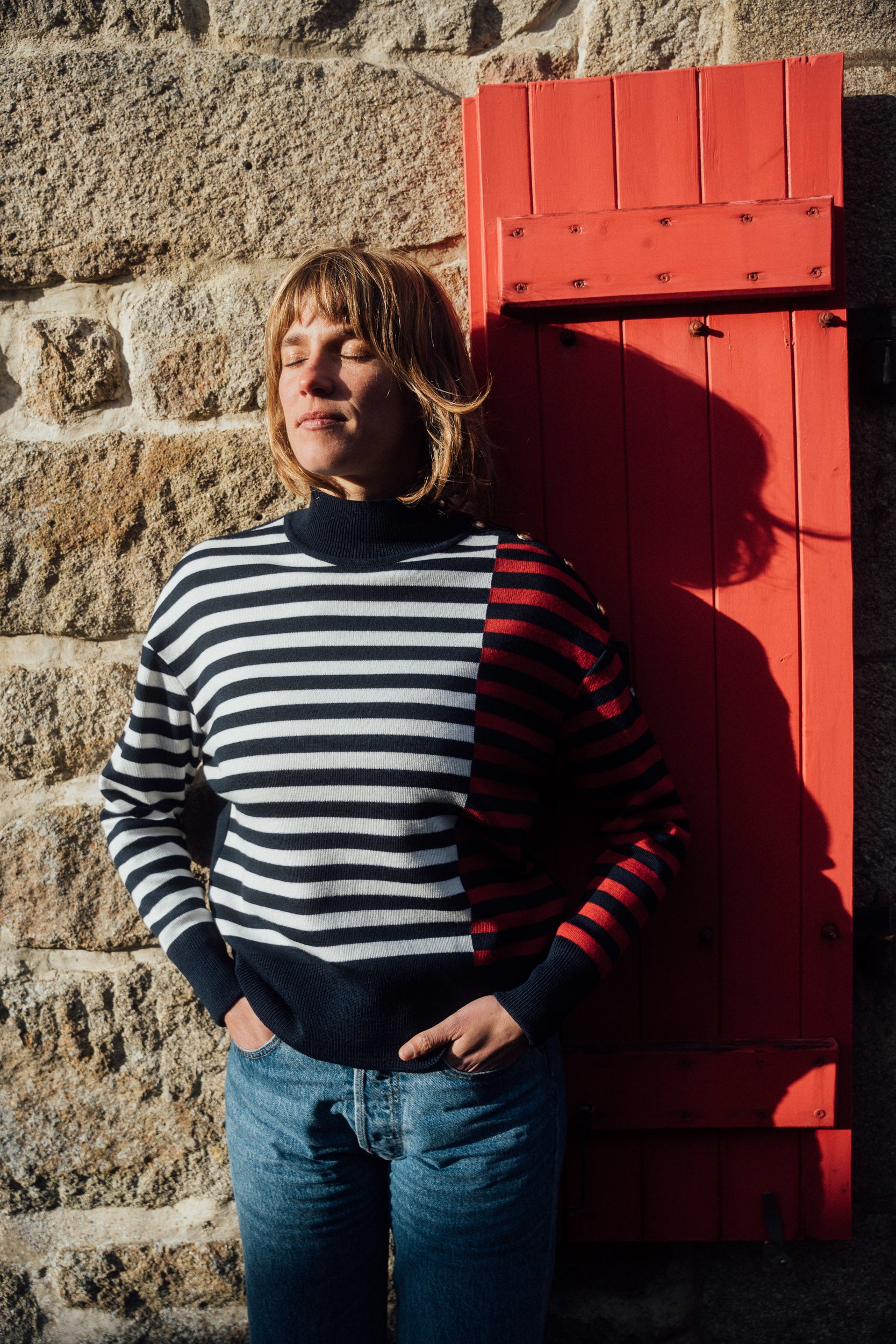 LOOSE NAUTICAL HIGH NECK SWEATER