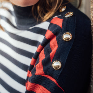 LOOSE NAUTICAL HIGH NECK SWEATER