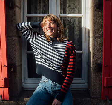 LOOSE NAUTICAL HIGH NECK SWEATER