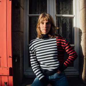 LOOSE NAUTICAL HIGH NECK SWEATER