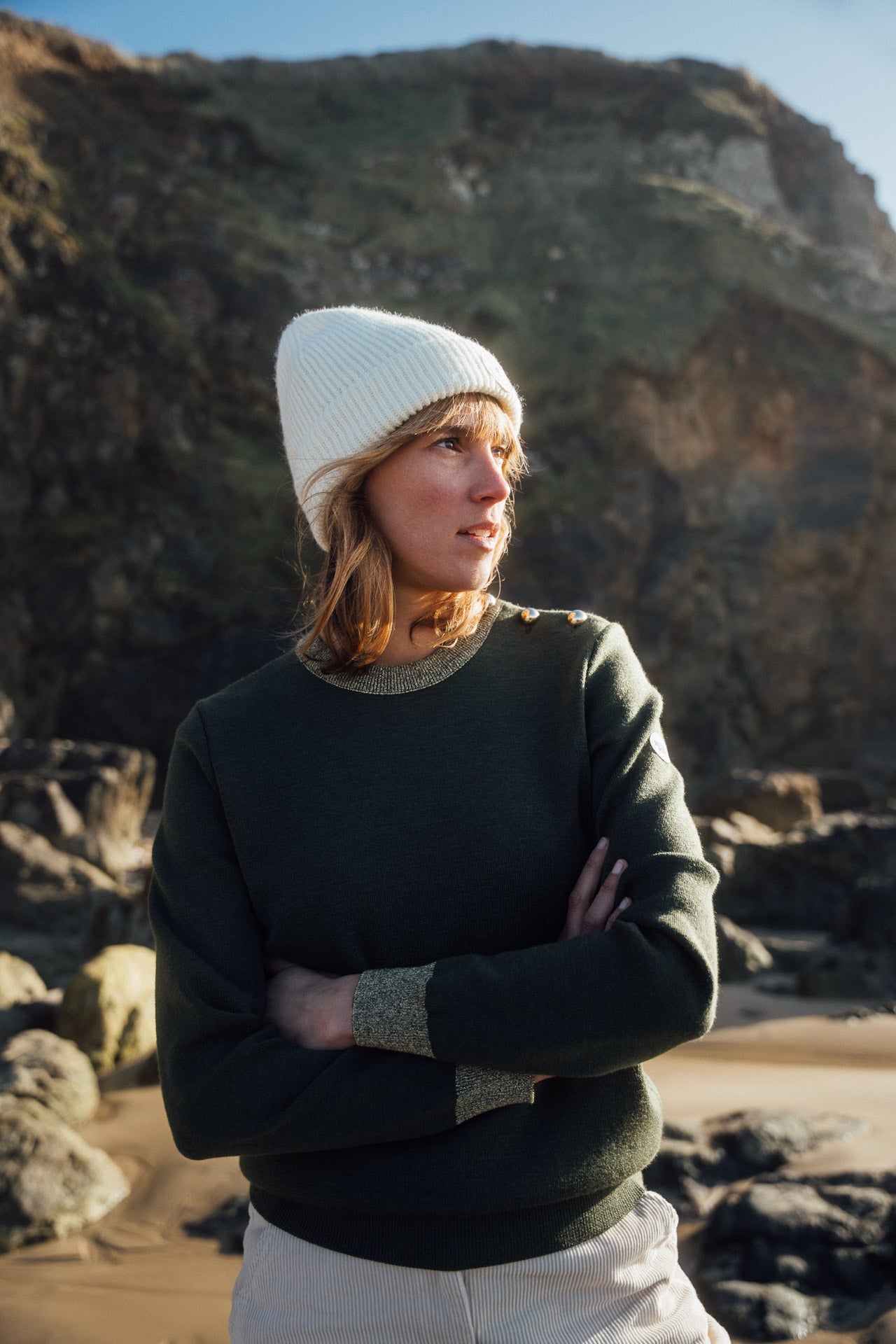 COMFORTABLE VOLUME SAILOR NECK SWEATER