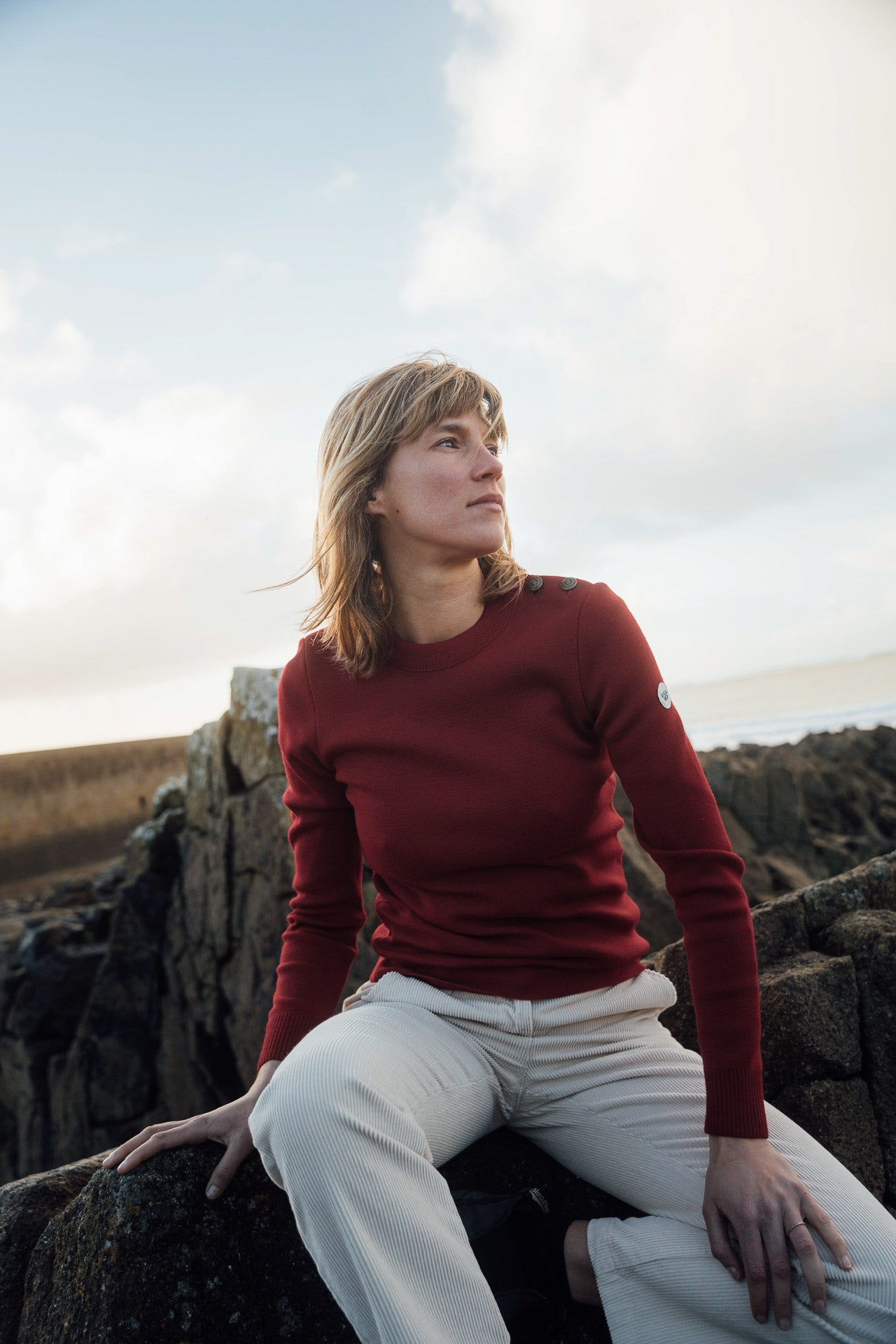 FITTED PLAIN SAILOR SWEATER