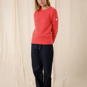 Pull marin uni coudières ancres Klasel