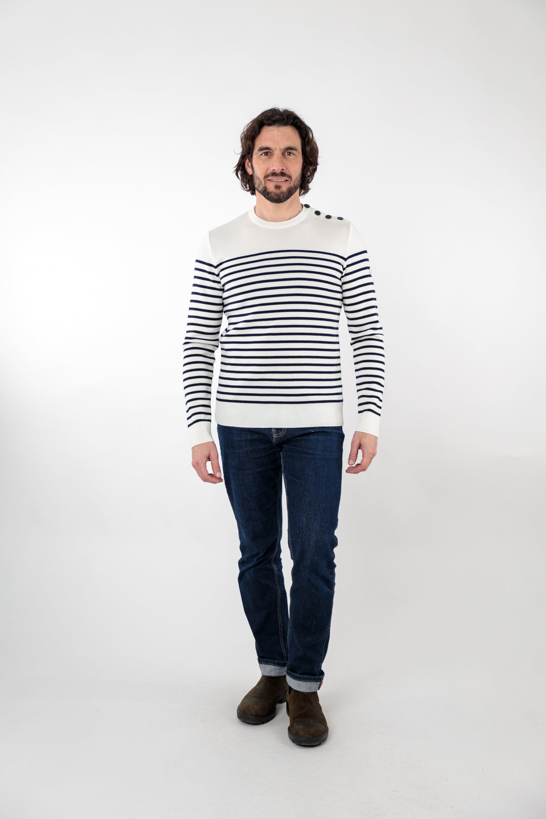 Pull classique marin raye