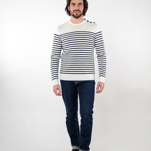 Pull classique marin raye