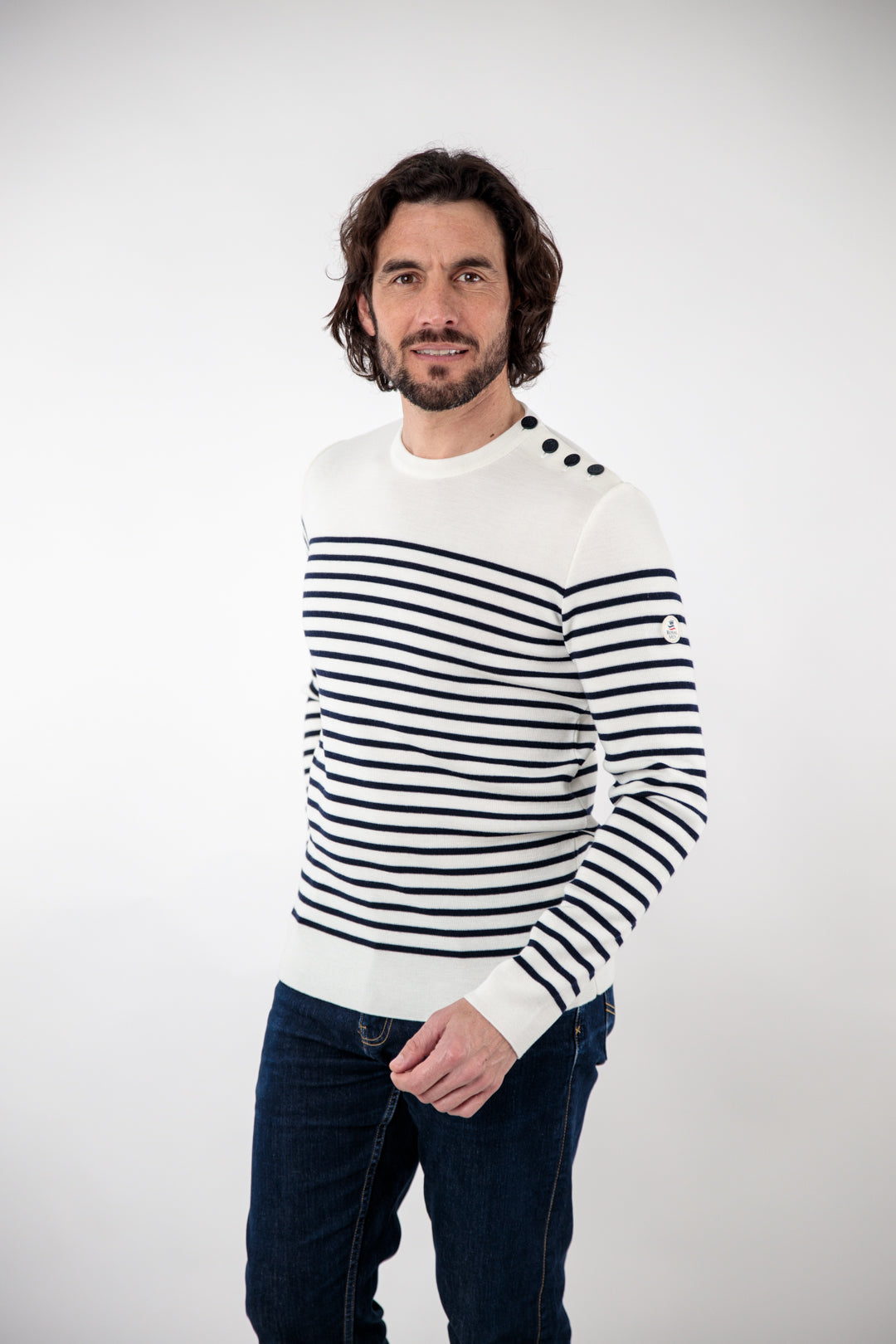 Pull classique marin raye