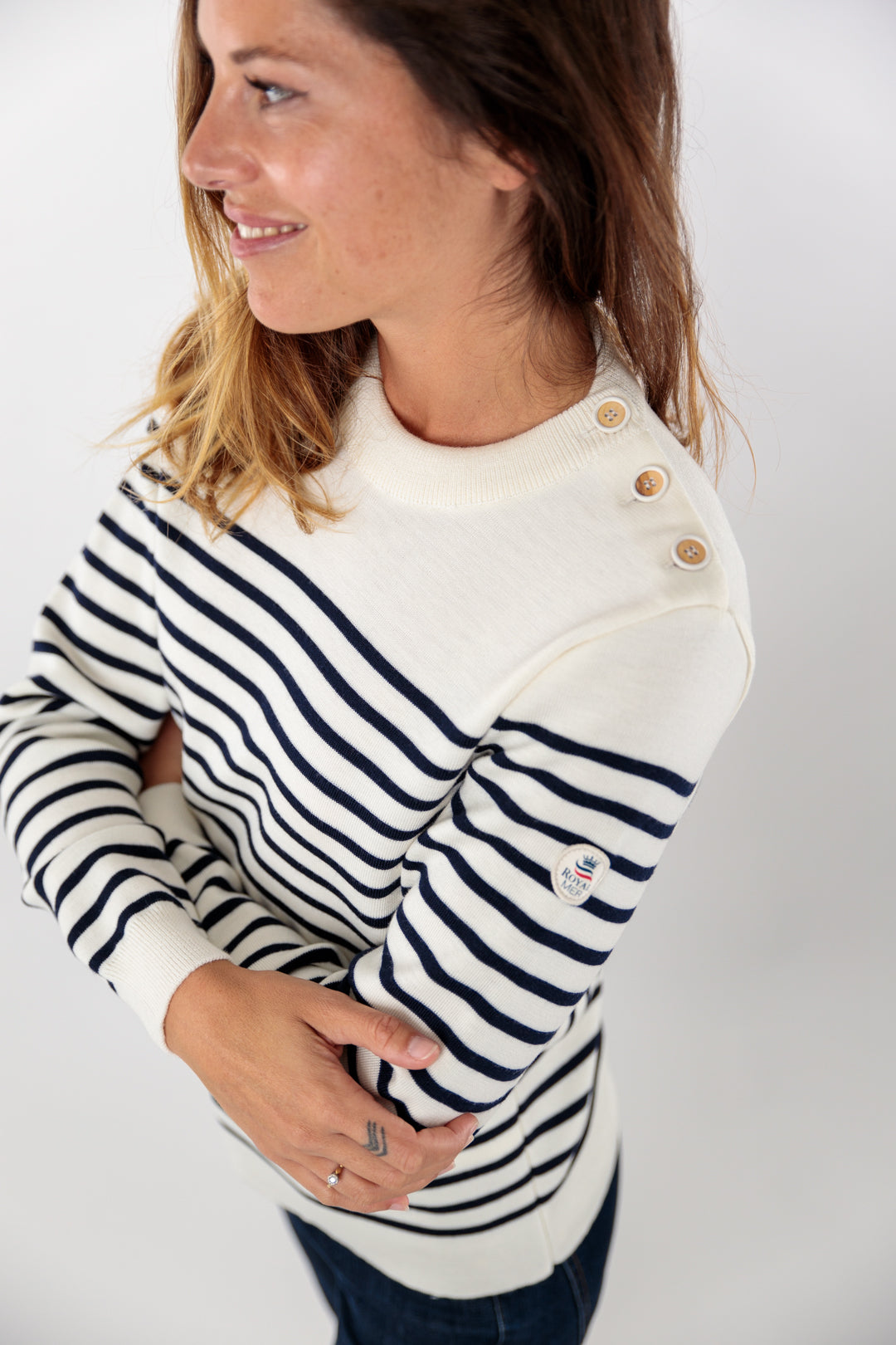 Pull marin rayé encolure ronde