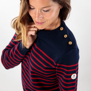 Striped sailor sweater with round neckline 