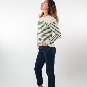Striped sailor sweater with matte button