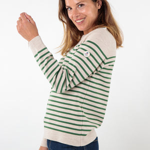 Striped sailor sweater with matte button