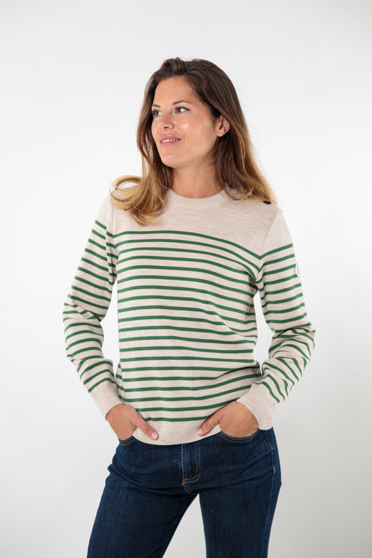 Pull marin rayé bouton mats