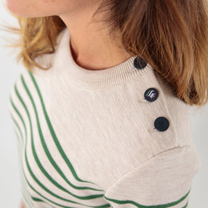 Striped sailor sweater with matte button