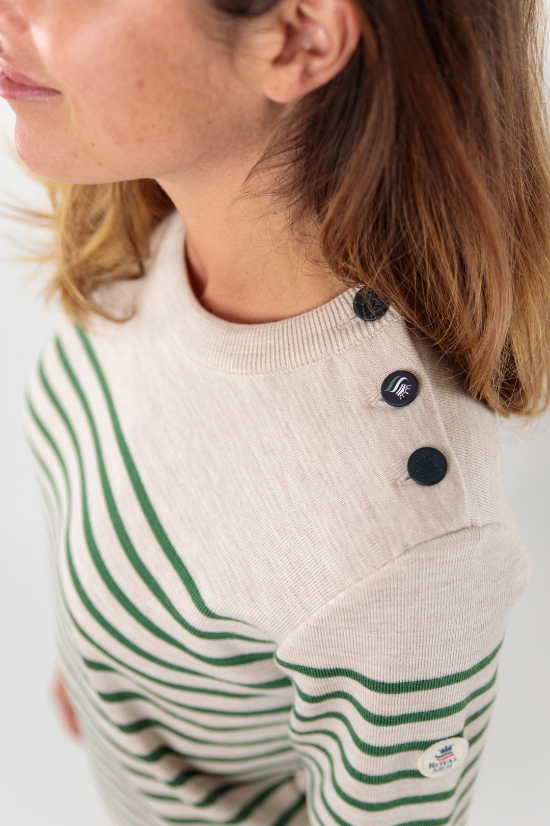 Royal Mer Pull Mariniere Femme Boutons Pull Marin Rayé Bouton Mats