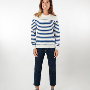 Pull marin rayé bouton mats