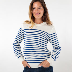 Pull marin rayé bouton mats