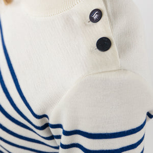 Pull marin rayé bouton mats