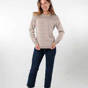 Pull marin rayé bouton mats